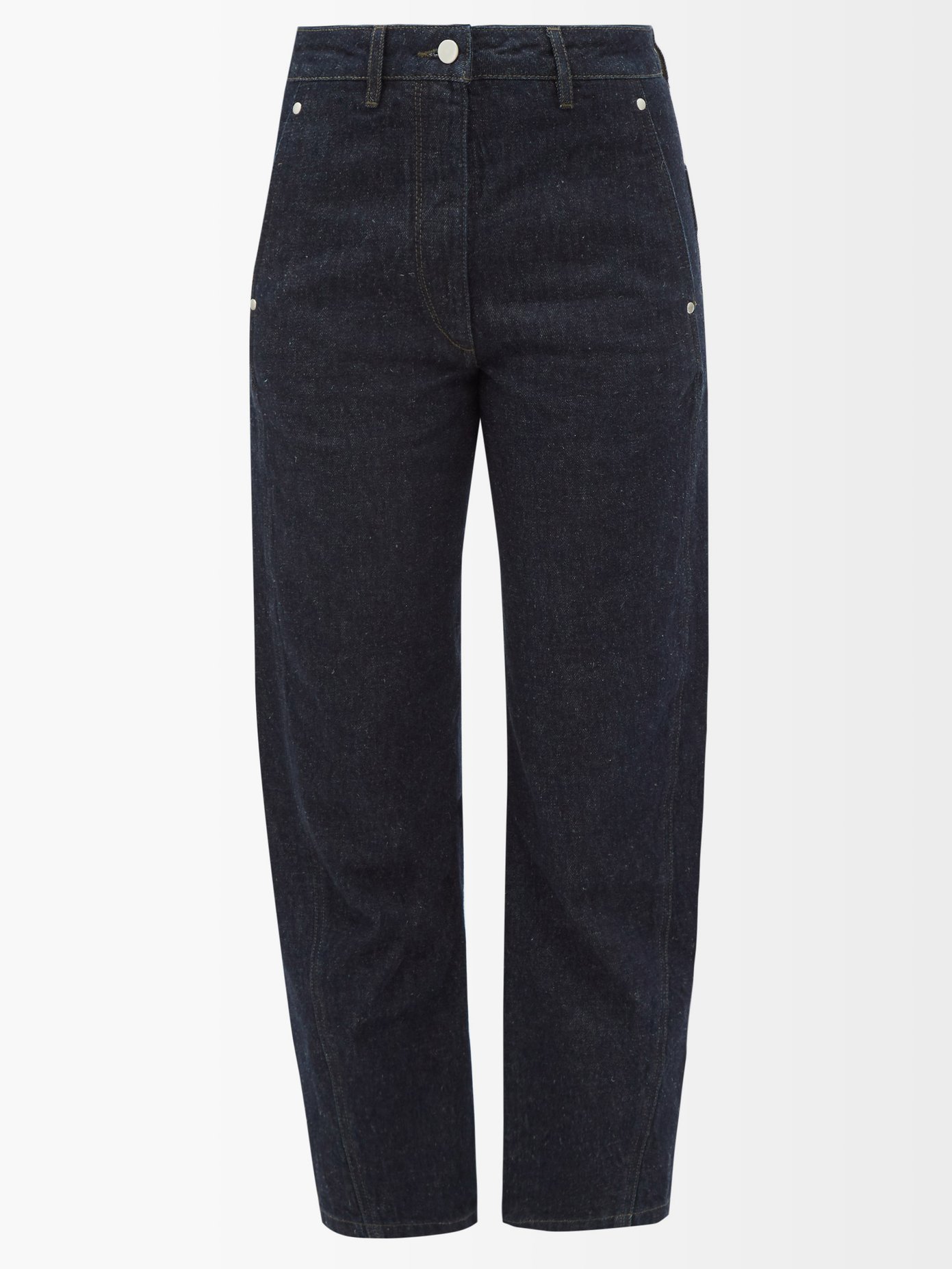 르메르 트위스트 씸 와이드 레그 진 Lemaire Navy Twisted-seam wide-leg jeans