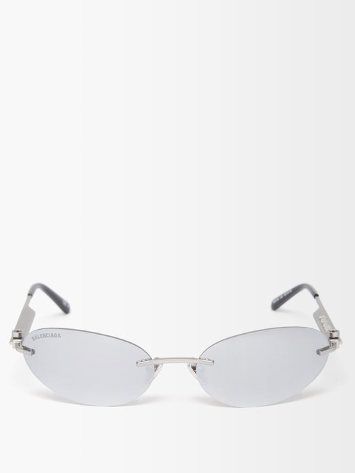 balenciaga mirrored rimless wrap sunglasses