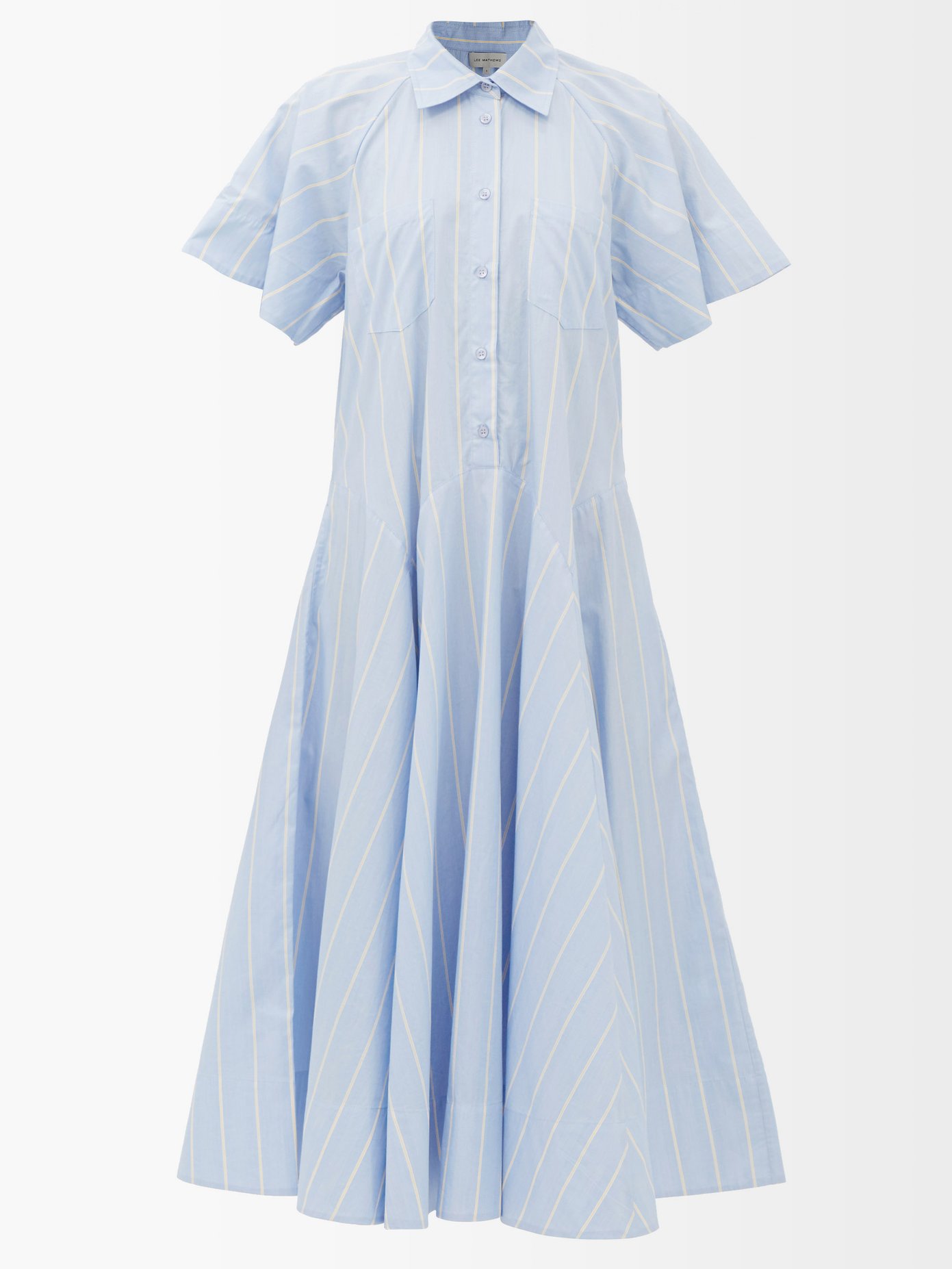 리 매튜스 원피스 Lee Mathews Blue Jerry spread-collar cotton maxi shirt dress
