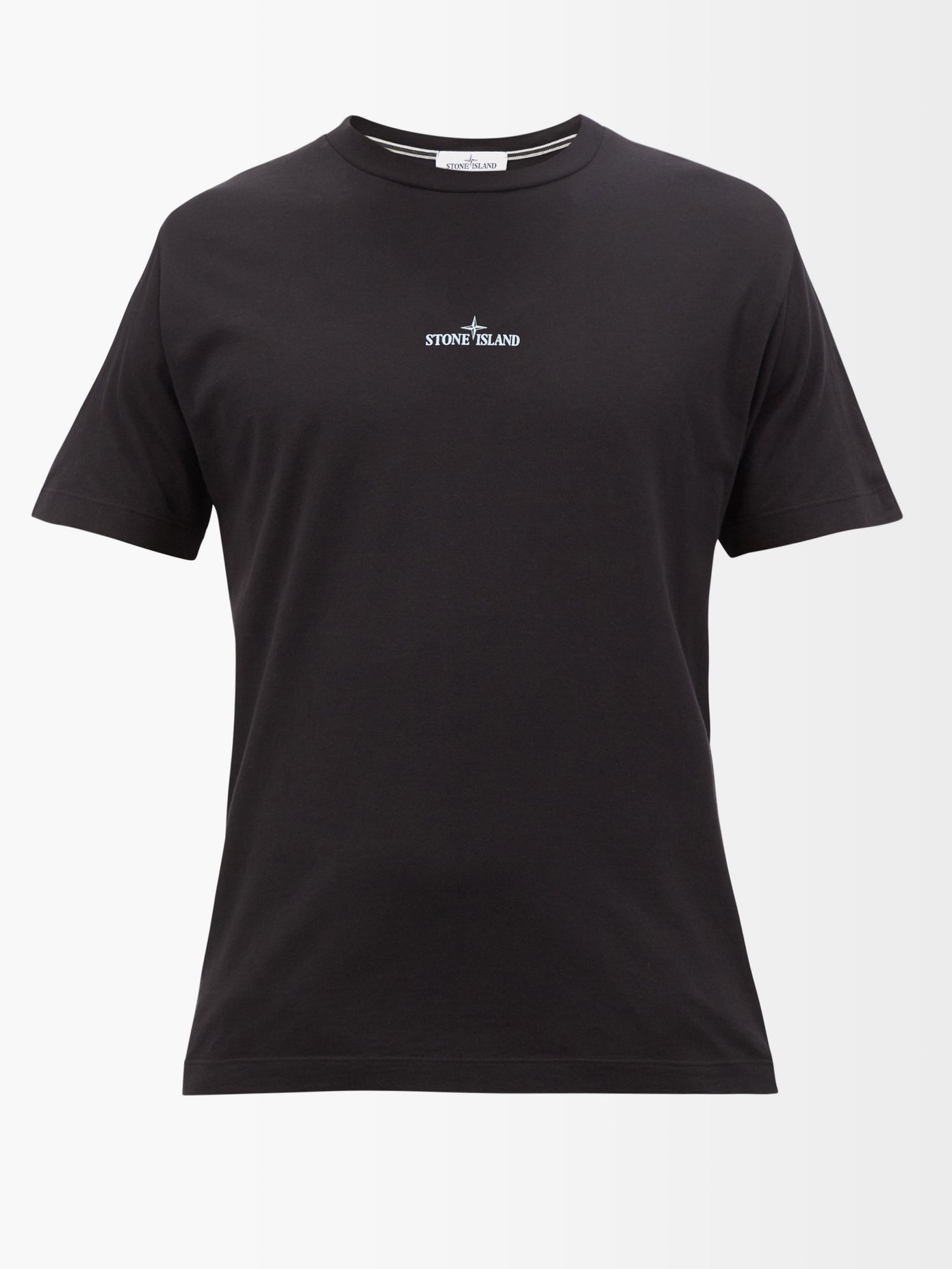 스톤 아일랜드 티셔츠 Stone Island Black Logo-print cotton-jersey T-shirt