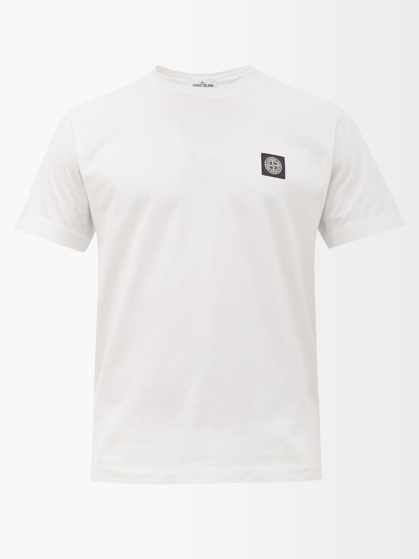 스톤 아일랜드 티셔츠 Stone Island White Logo-patch cotton T-shirt