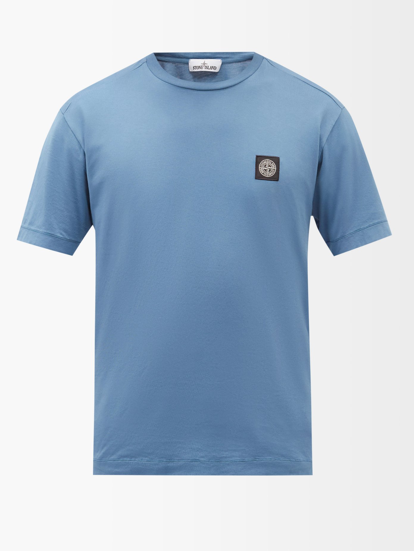스톤 아일랜드 티셔츠 Stone Island Blue Logo-patch cotton-jersey T-shirt
