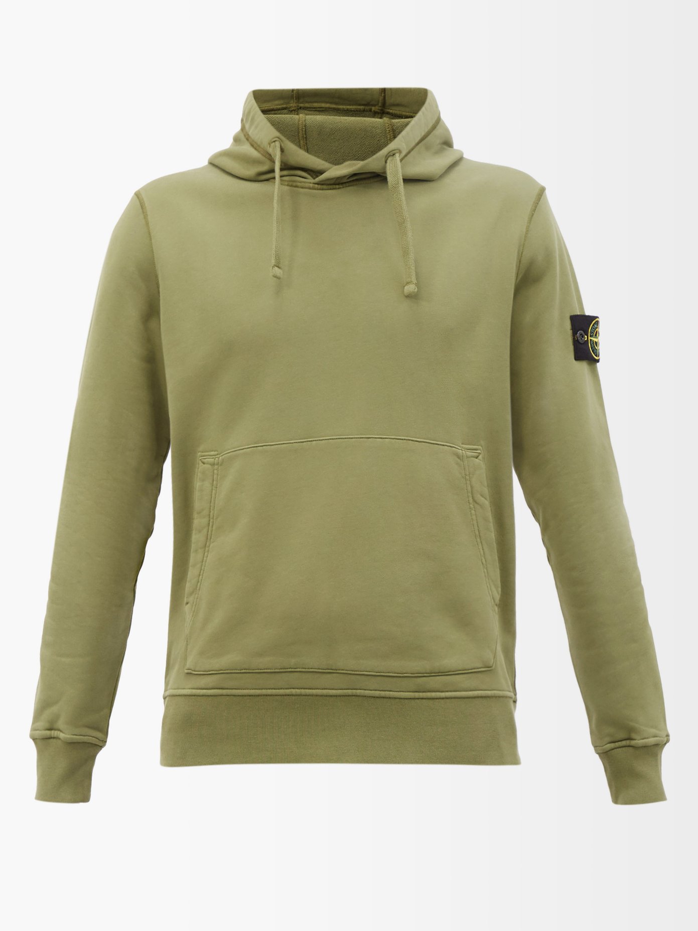 스톤 아일랜드 후드티 Stone Island Green Logo-patch cotton-jersey hooded sweatshirt