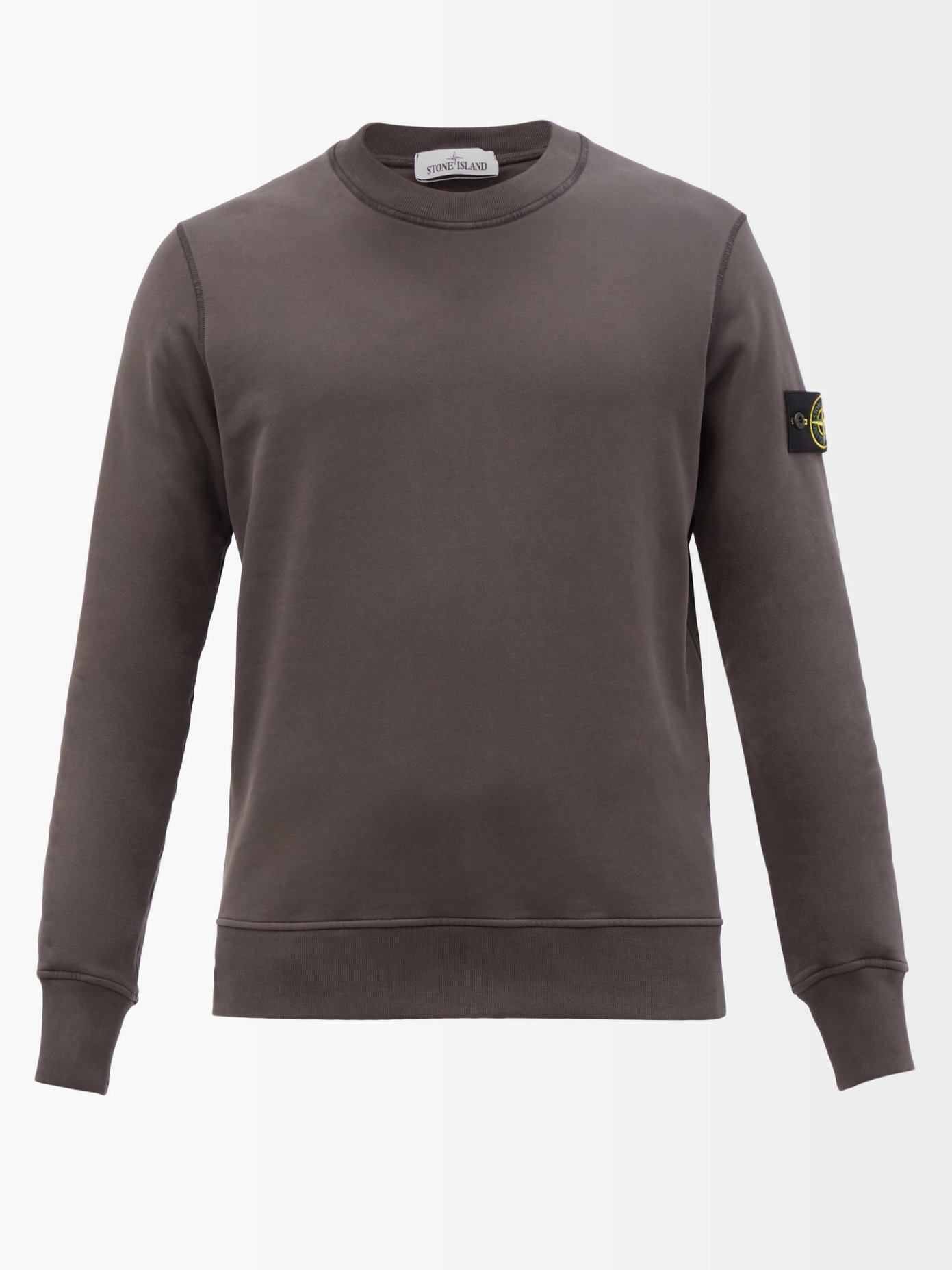스톤 아일랜드 맨투맨 Stone Island Grey Logo-patch cotton-jersey sweatshirt