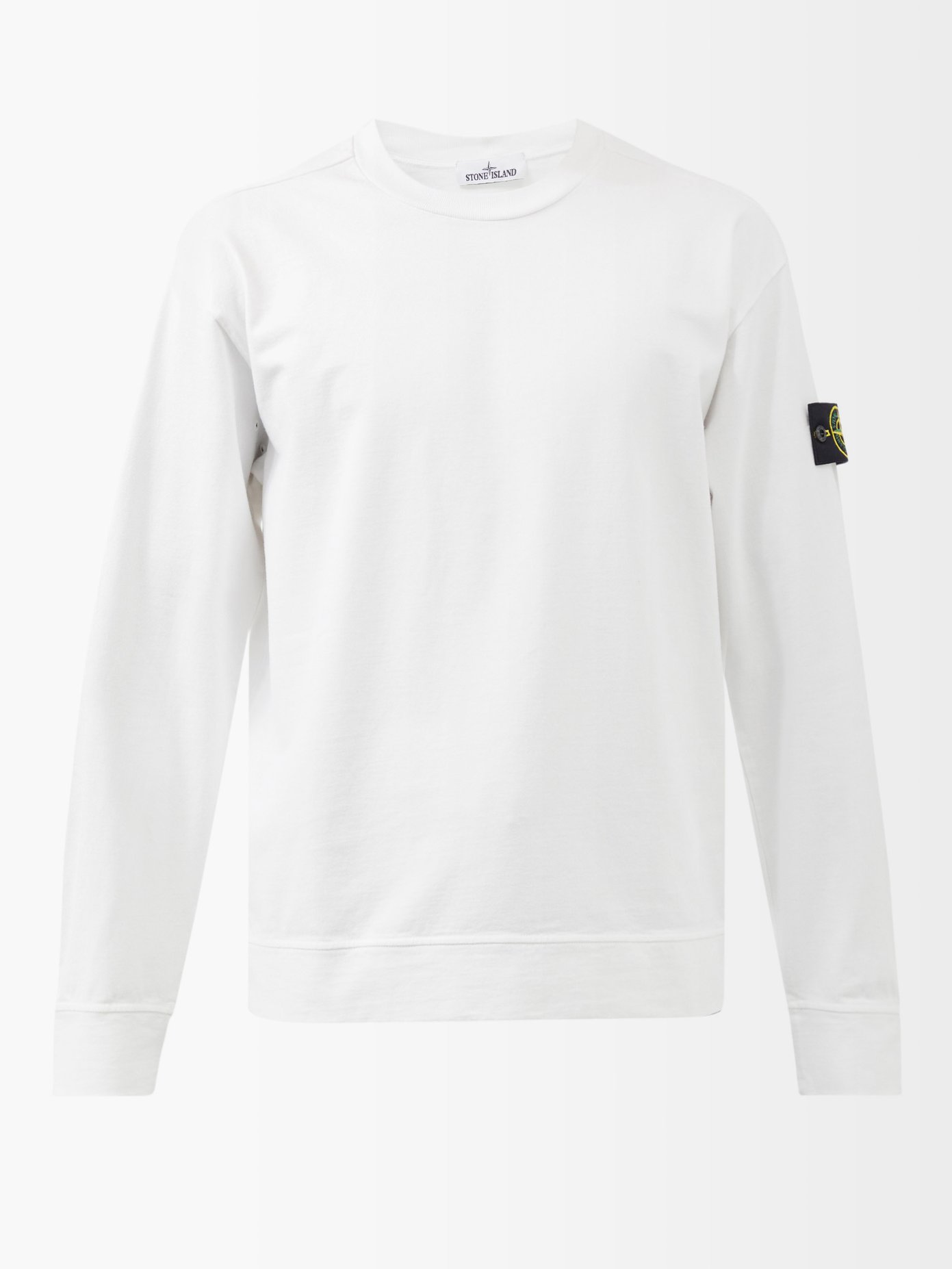 스톤 아일랜드 맨투맨 Stone Island White Logo-patch cotton-jersey sweatshirt