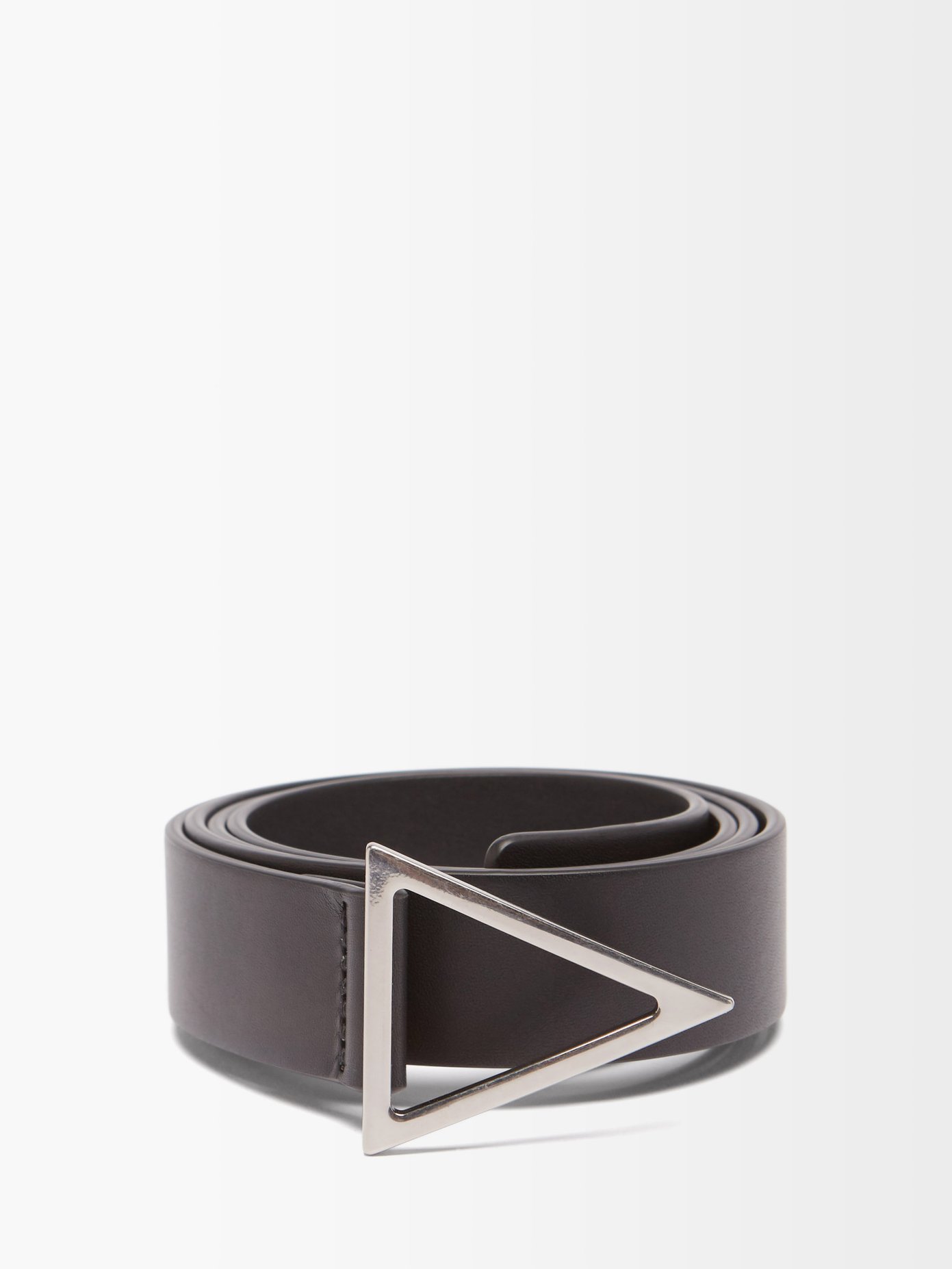 보테가 베네타 트라이앵글 버클 벨트 Bottega Veneta Black Triangle-buckle smooth-leather belt