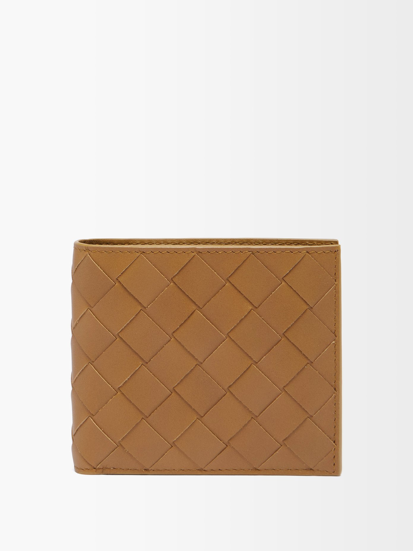 보테가 베네타 인트레치아토 반지갑 Bottega Veneta Brown Intrecciato-weave leather bifold wallet