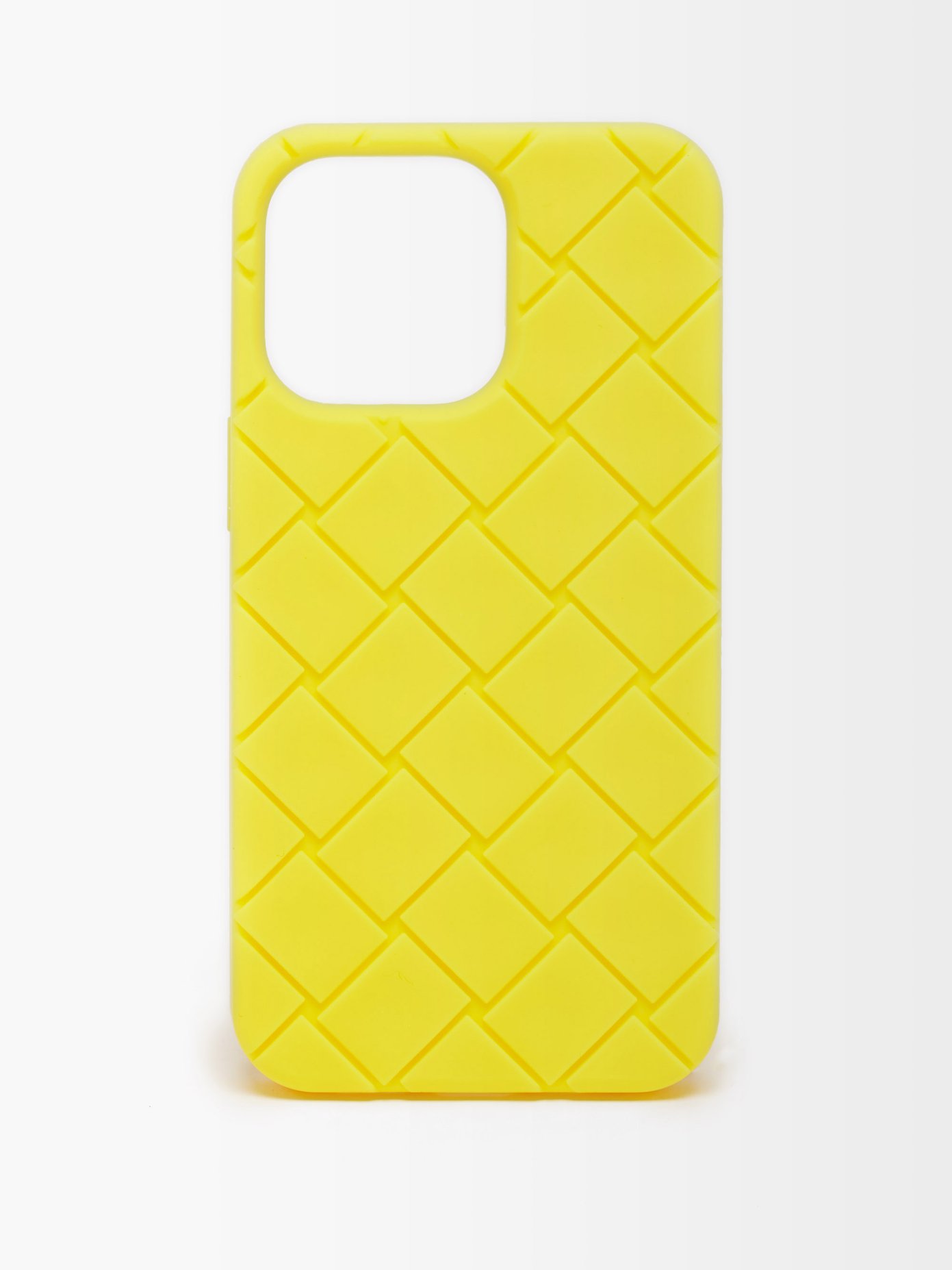 보테가 베네타 고무 아이폰13프로 케이스 Bottega Veneta Yellow Intrecciato rubber iPhone 13 Pro case