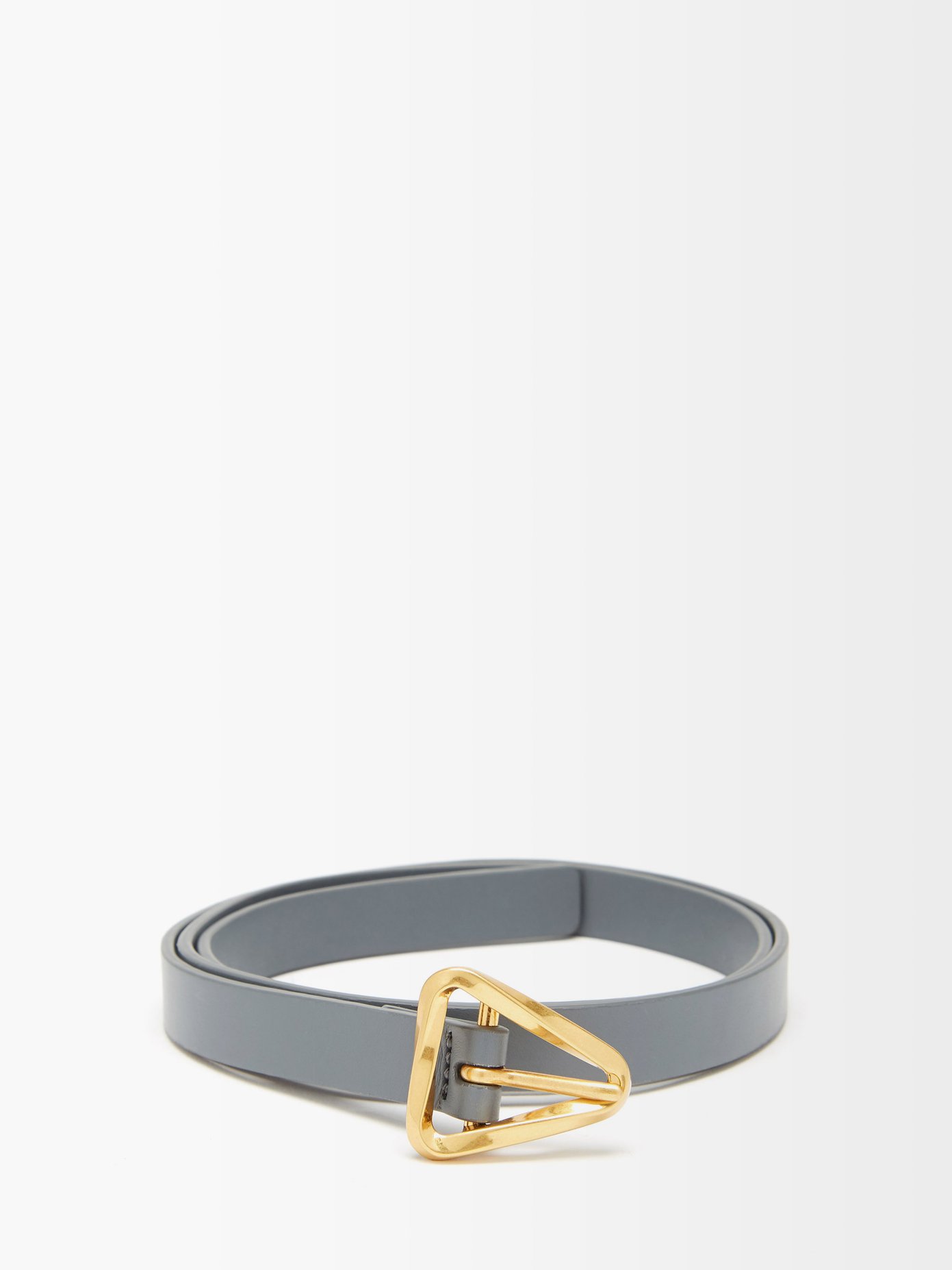 보테가 베네타 트라이앵글 버클 벨트 Bottega Veneta Grey Triangle-buckle leather belt