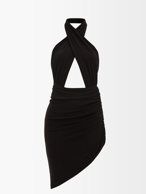 Black Plunge-back High-neck Modal-blend Jersey Dress MATCHESFASHION Women Clothing Dresses V-Neck Dresses Womens 