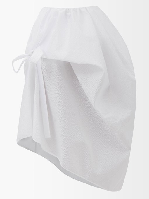 MATCHESFASHION Women Clothing Skirts Midi Skirts Womens White Fumie Asymmetric Cloqué Midi Skirt 