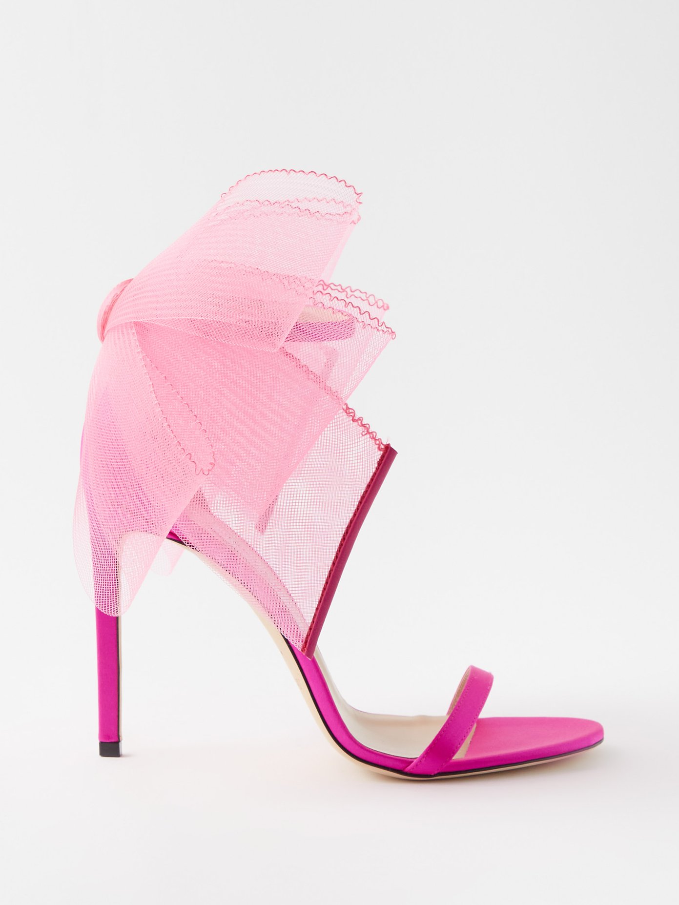 지미 추 아벨린 리본 힐 샌들Jimmy Choo Pink Aveline 100 oversized bow satin sandals