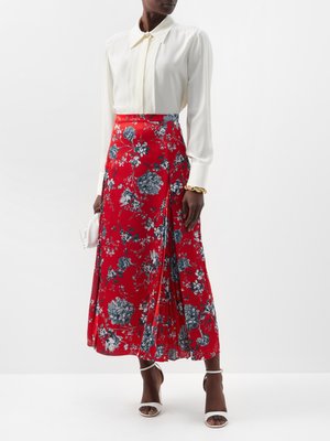 Jupe plissée à broderie fleurie Nesrine Disty Matchesfashion Femme Vêtements Jupes Jupes plissées 