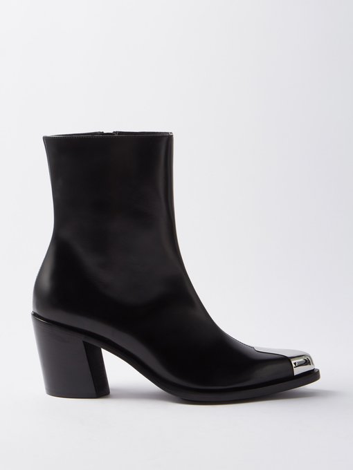 Femme Chaussures Bottes Bottes à talons Bottines zippées en maille Alexander McQueen en coloris Noir 