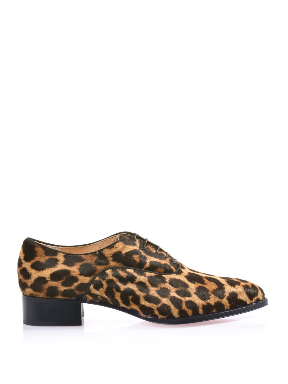 Zazou leopard calf-hair lace-up shoes 