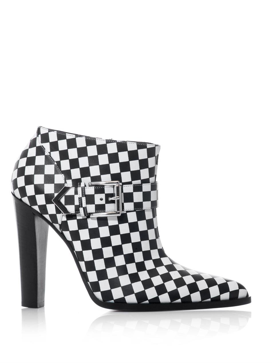 black and white checkered boots