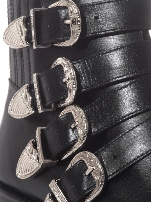 toga buckle leather ankle boots