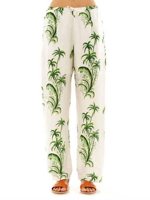 Palm tree silk trousers | Easton Pearson Take Away | MATCHESFASHION US