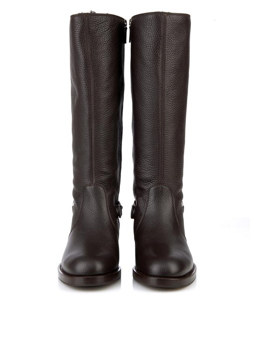 Horsebit leather riding boots | Gucci 
