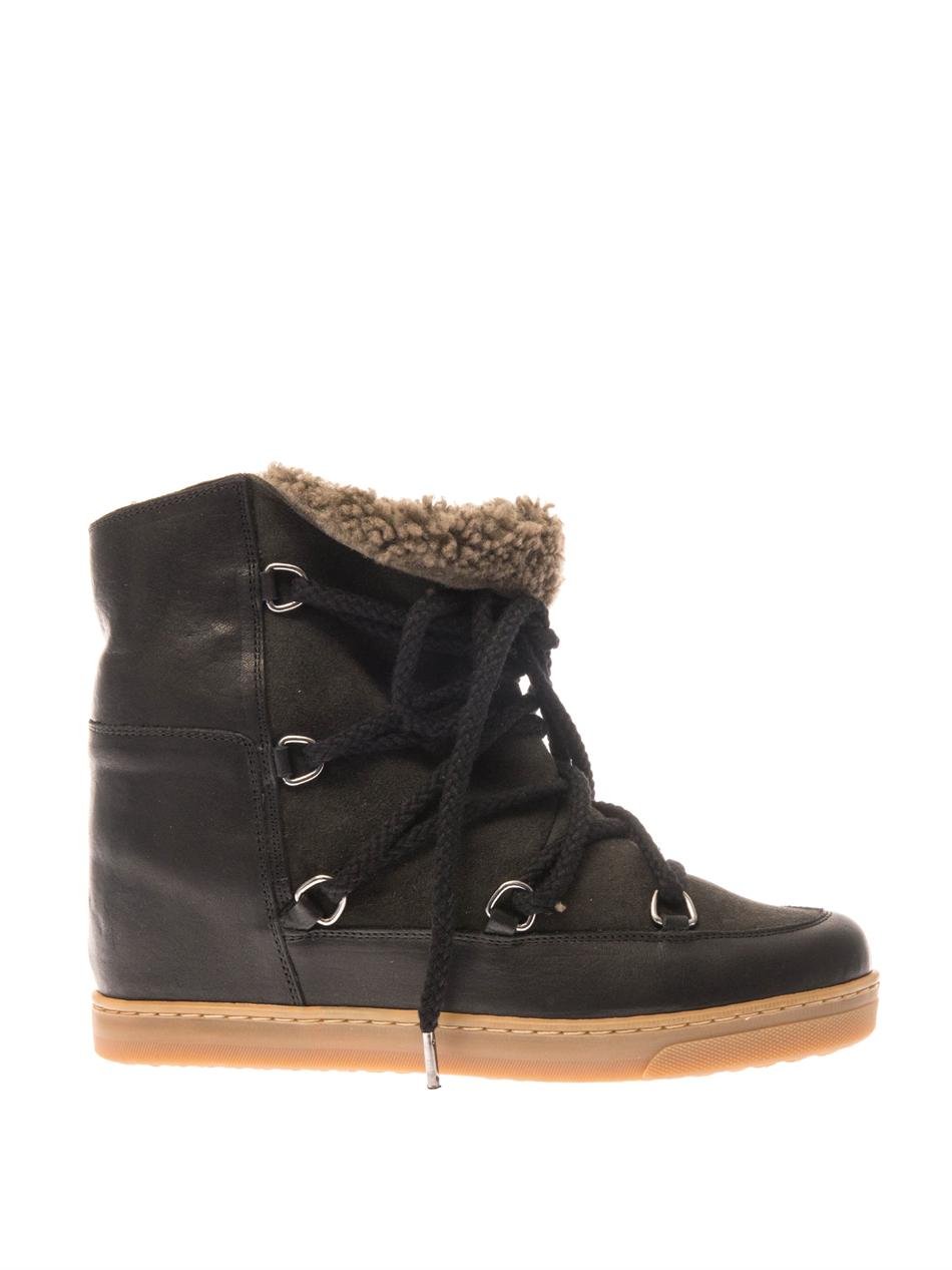 Nowles leather wedge snow boots 