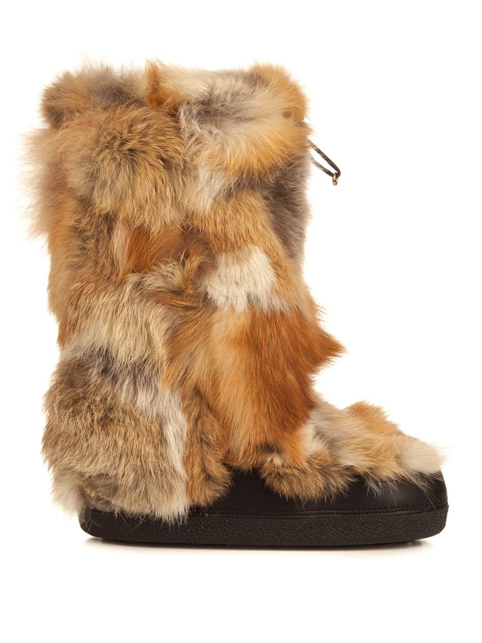 Danny patchwork fox-fur snow boots 