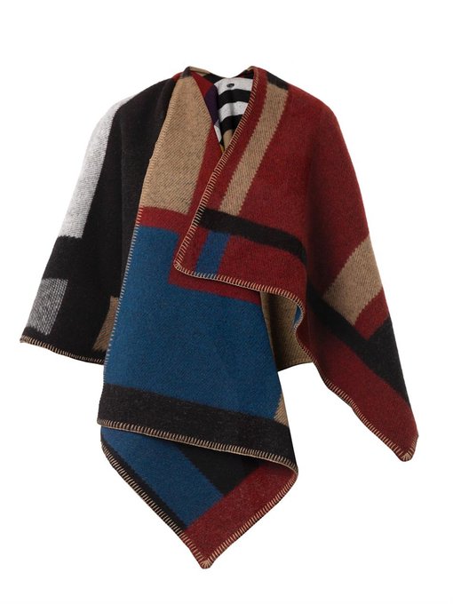 Colour Block Blanket Poncho Burberry Prorsum Matchesfashion Uk