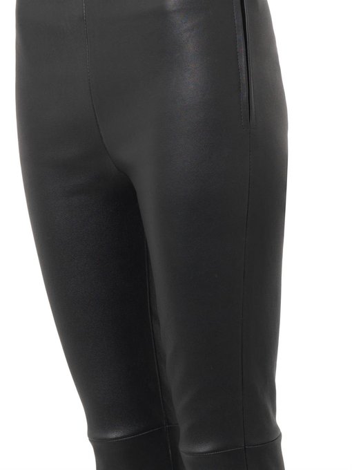 navy leather trousers