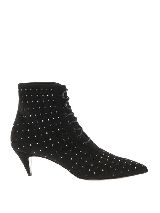 Cat crystal-studded suede ankle boots | Saint Laurent | MATCHESFASHION UK