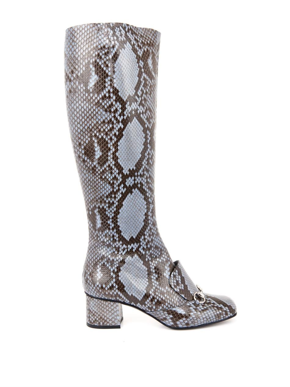 Lillian horsebit python boots | Gucci 