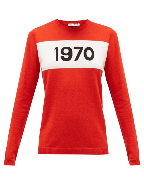 Bella Freud - 1970-intarsia Wool Sweater Red