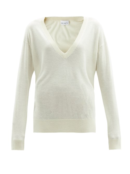 Raey - V-neck Fine-knit Cashmere Sweater Ivory
