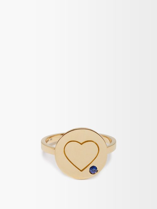 Aurélie Bidermann Fine Jewellery Heart Sapphire & 18kt Gold Ring