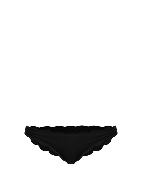 Marysia - Antibes Scallop-edged Bikini Briefs Black Beachwear