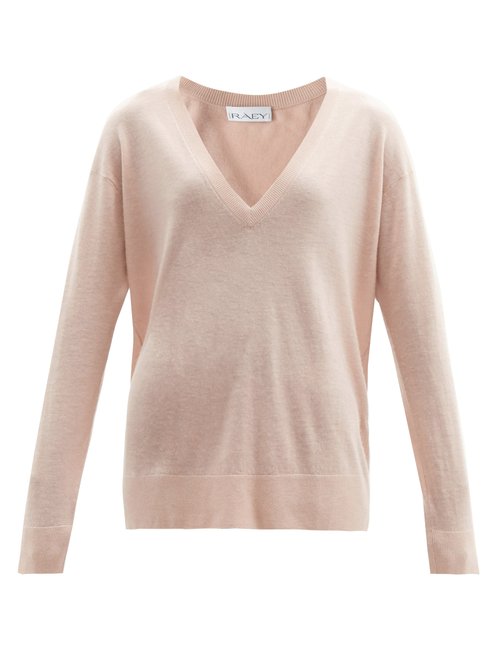 Raey – V-neck Fine-knit Cashmere Sweater Pale Pink
