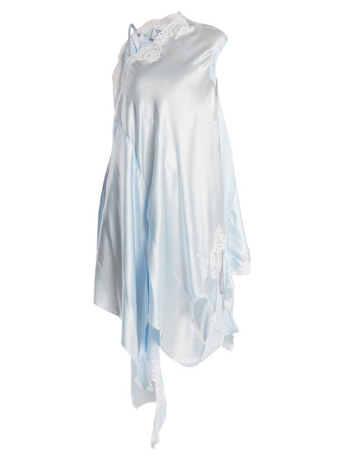 Vetements - Deconstructed Silk-satin Slip Dress Light Blue