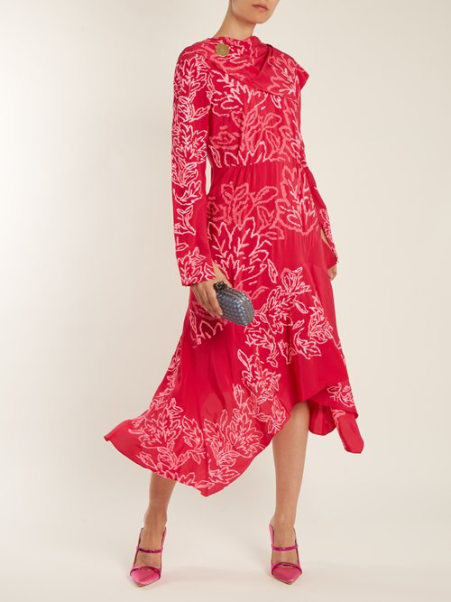 Peter Pilotto Floral-embroidered Silk-crepe Dress Pink Multi - 80% Off Sale