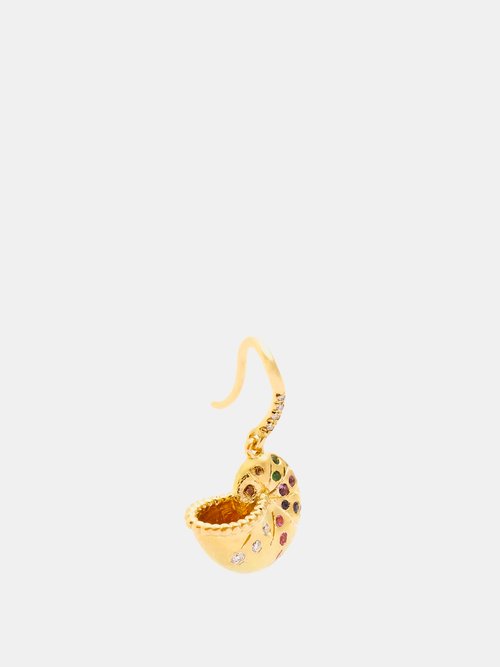 Aurélie Bidermann Fine Jewellery Diamond, Sapphire & 18kt Gold Single Earring