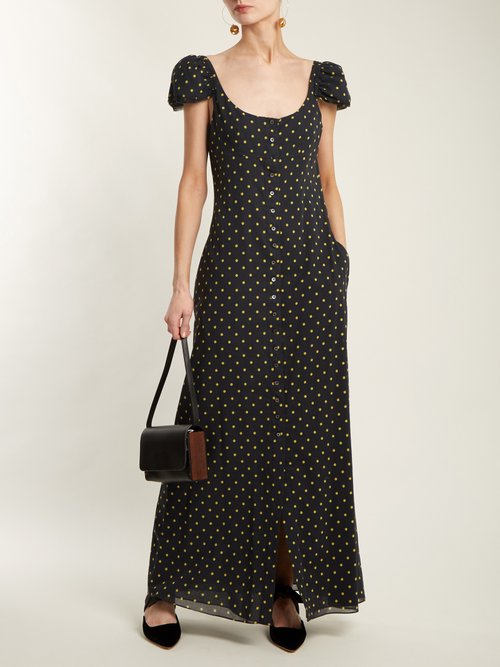 Brock Collection Polka-dot Button-down Silk Dress Black Print - 80% Off Sale
