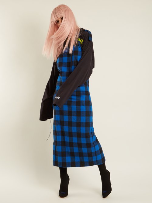 Vetements Checked Flannel Apron Dress Black Blue - 80% Off Sale