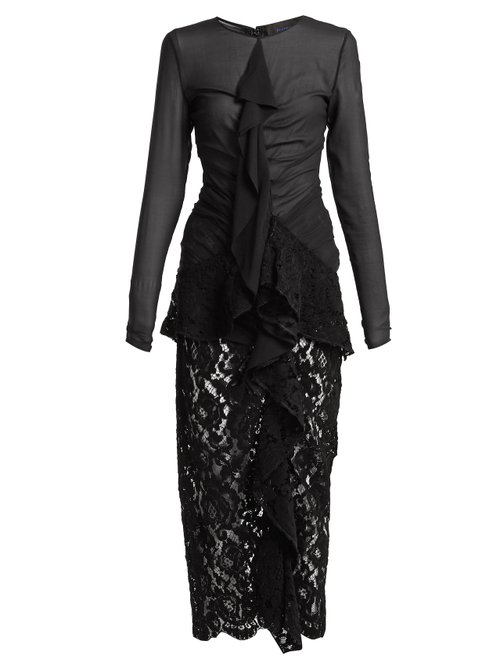 Proenza Schouler - Ruffle Front Lace Dress Black