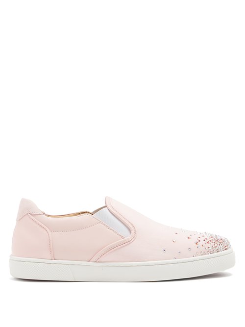 Christian Louboutin - Masteralta Degra Crystal & Suede Slip-on Trainers Pink Multi