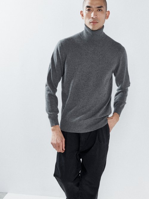 Raey - Roll-neck Cashmere Sweater - Mens - Charcoal