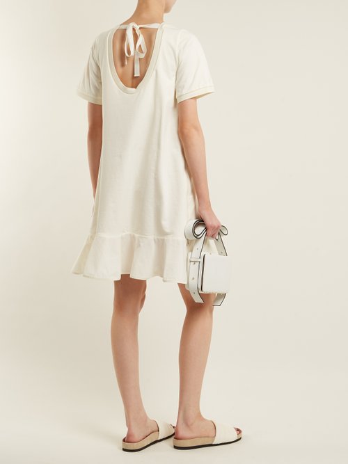 Moncler Round-neck Cotton-jersey Dress White