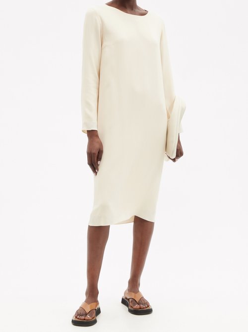 Buy The Row Larina Crepe Tunic Dress Cream online - shop best The Row clothing sales