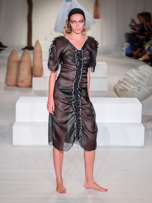 Molly Goddard Erin Ruffle-trimmed Silk-organza Dress Black - 60% Off Sale