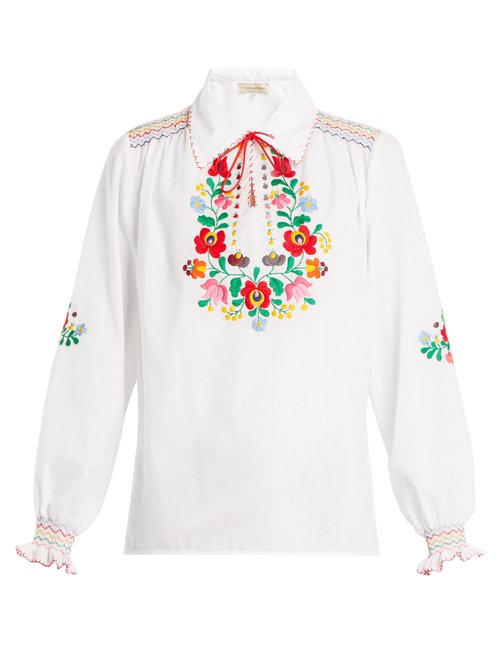 Muzungu Sisters - Dora Embroidered Cotton Shirt White Multi