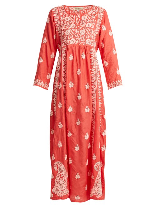Buy Muzungu Sisters - Floral Embroidered Silk Dress Pink online - shop best Muzungu Sisters clothing sales