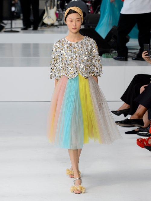 Delpozo Multicoloured-striped Tulle Dress Multi – 80% Off Sale