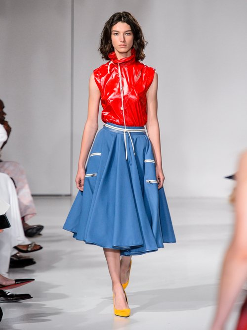 Calvin Klein Drawstring High-neck Sleeveless Top Red - 80% Off Sale