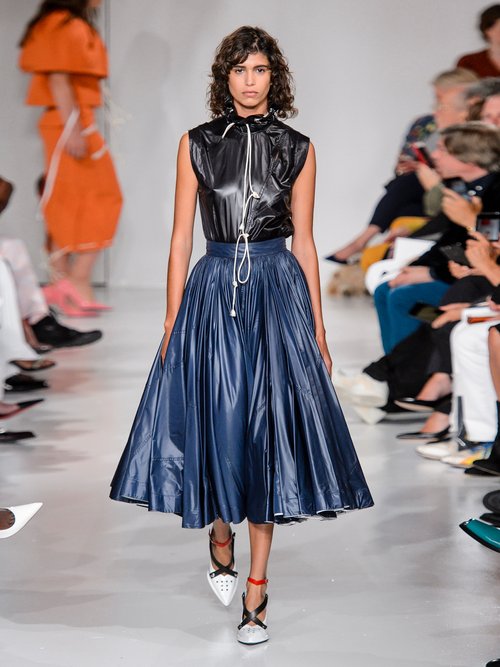 Calvin Klein Ruffle-trimmed Drawstring-neck Top Black – 80% Off Sale